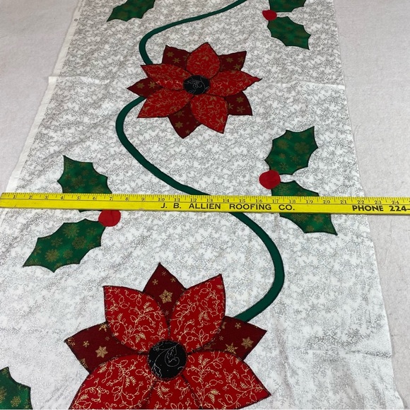 Christmas Table Runner Poinsettia Runner Size 74” Long - Picture 6 of 8